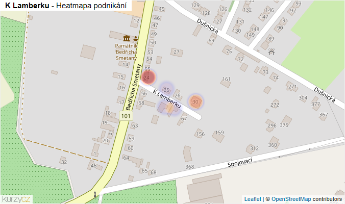 Mapa K Lamberku - Firmy v ulici.