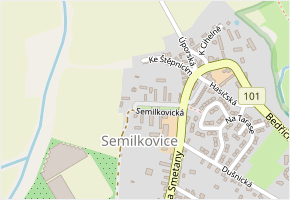 Semilkovická v obci Obříství - mapa ulice