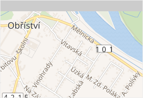 Vltavská v obci Obříství - mapa ulice