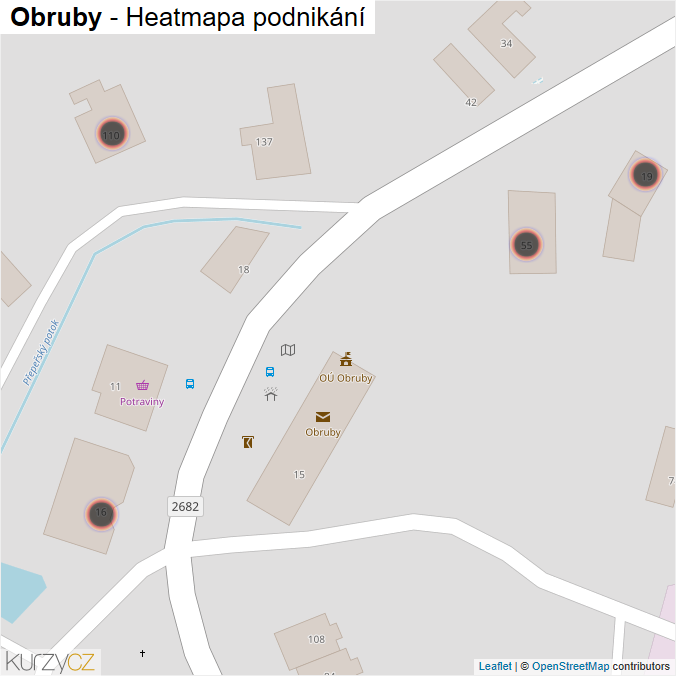 Mapa Obruby - Firmy v obci.