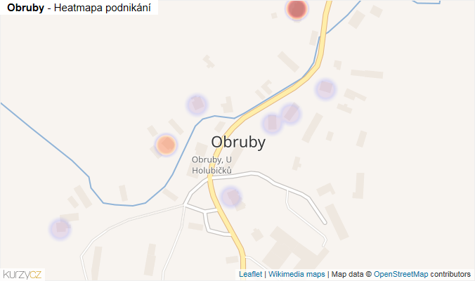 Mapa Obruby - Firmy v části obce.
