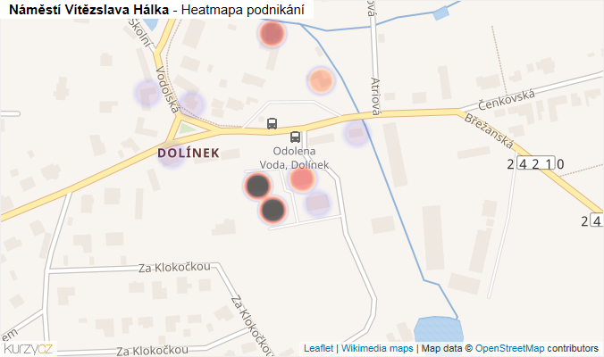 Mapa Náměstí Vítězslava Hálka - Firmy v ulici.