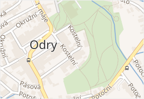 Kostelní v obci Odry - mapa ulice