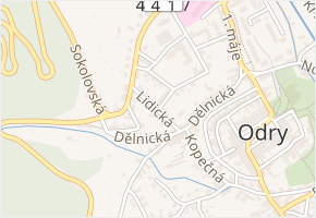 Lidická v obci Odry - mapa ulice