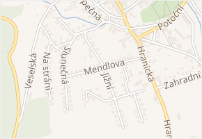 Mendlova v obci Odry - mapa ulice