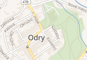 Odry v obci Odry - mapa části obce