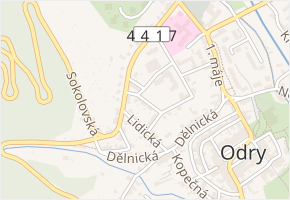 Příční v obci Odry - mapa ulice