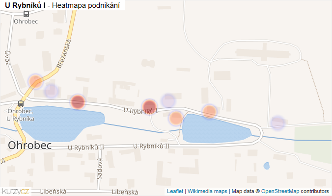 Mapa U Rybníků I - Firmy v ulici.