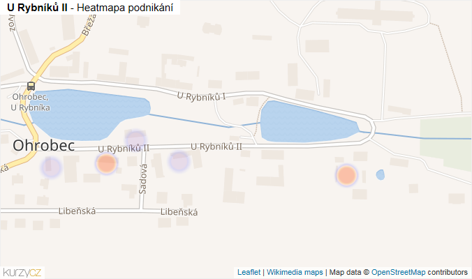 Mapa U Rybníků II - Firmy v ulici.