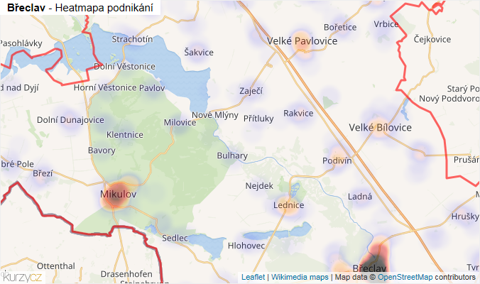 Mapa Břeclav - Firmy v okrese.