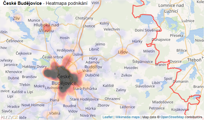 Mapa České Budějovice - Firmy v okrese.