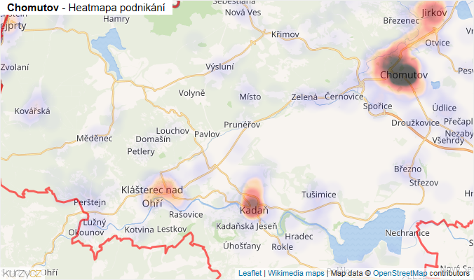 Mapa Chomutov - Firmy v okrese.