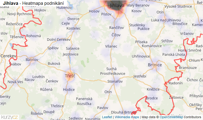 Mapa Jihlava - Firmy v okrese.