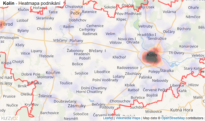Mapa Kolín - Firmy v okrese.