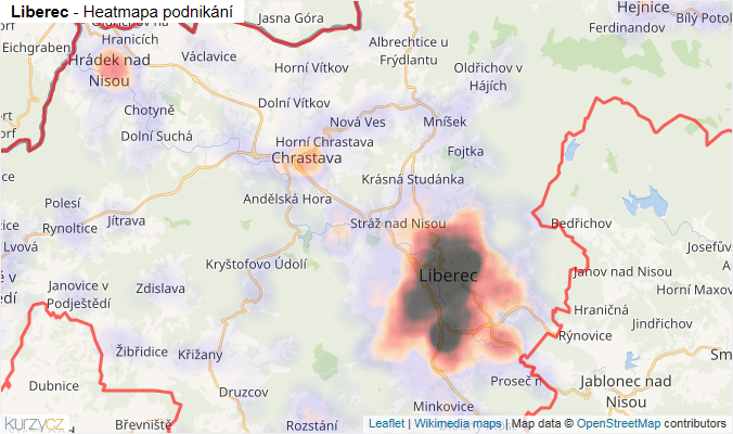 Mapa Liberec - Firmy v okrese.