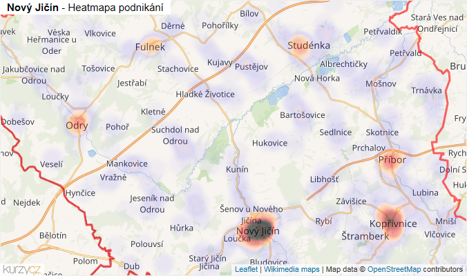 Mapa Nový Jičín - Firmy v okrese.