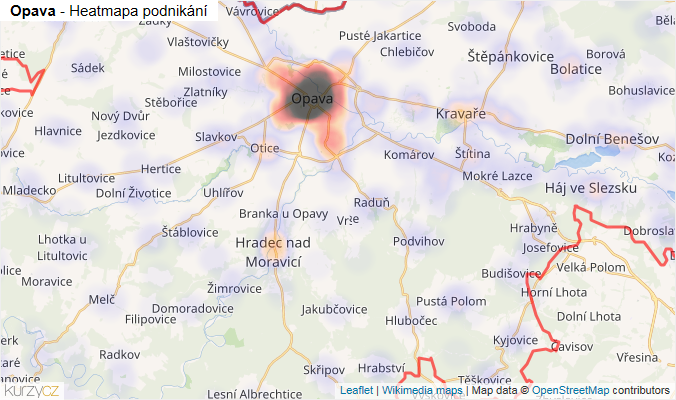 Mapa Opava - Firmy v okrese.
