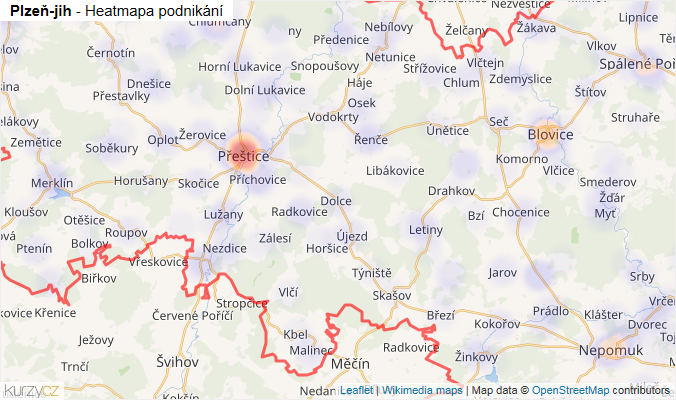 Mapa Plzeň-jih - Firmy v okrese.