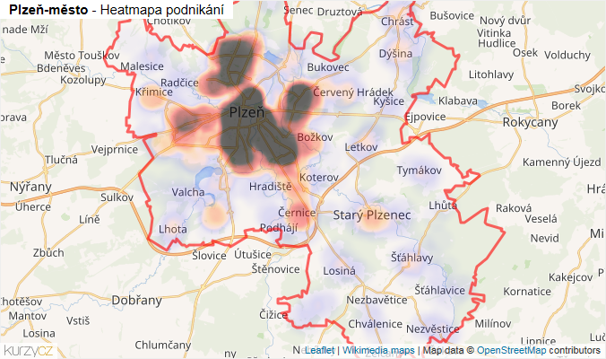 Mapa Plzeň-město - Firmy v okrese.