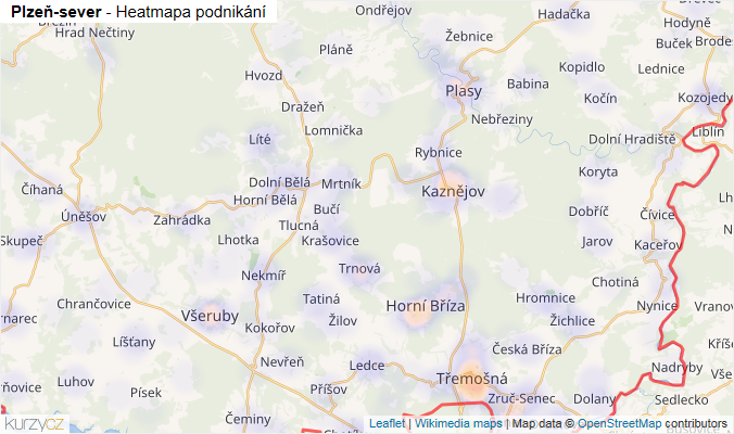 Mapa Plzeň-sever - Firmy v okrese.