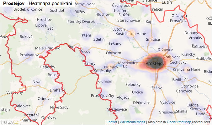 Mapa Prostějov - Firmy v okrese.