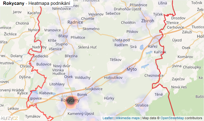 Mapa Rokycany - Firmy v okrese.