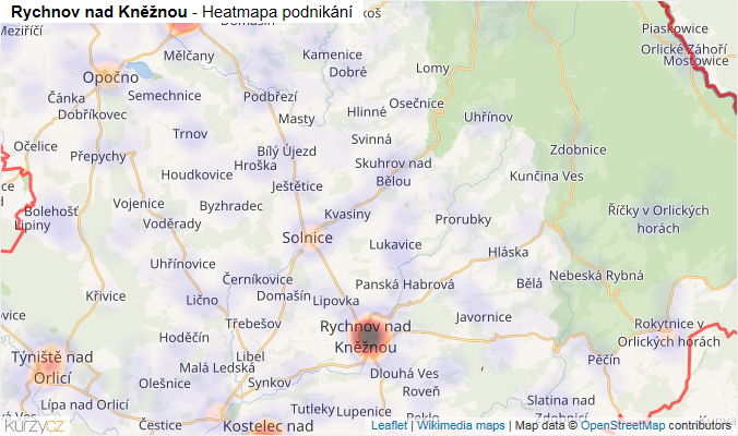 Mapa Rychnov nad Kněžnou - Firmy v okrese.