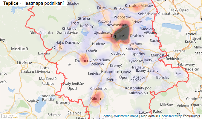 Mapa Teplice - Firmy v okrese.