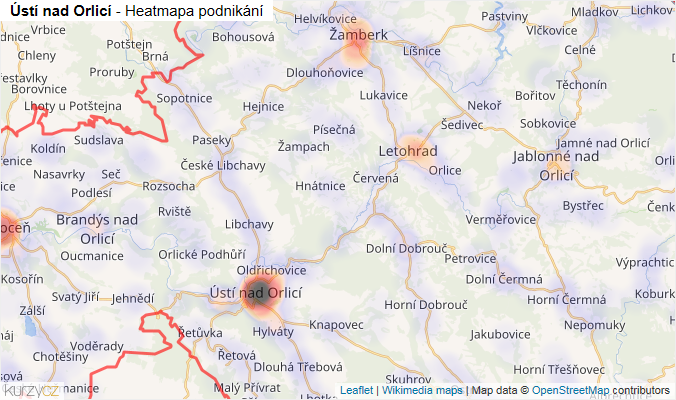 Mapa Ústí nad Orlicí - Firmy v okrese.