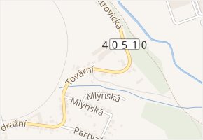 Tovární v obci Okříšky - mapa ulice