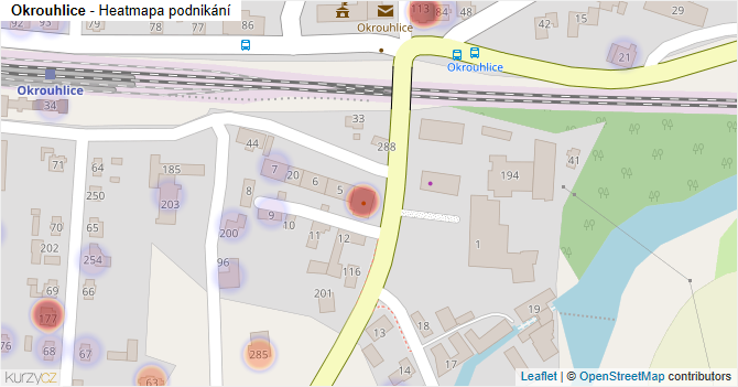 Okrouhlice - mapa podnikání