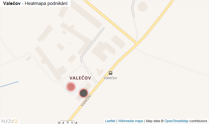 Mapa Valečov - Firmy v ulici.