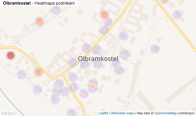 Mapa Olbramkostel - Firmy v části obce.
