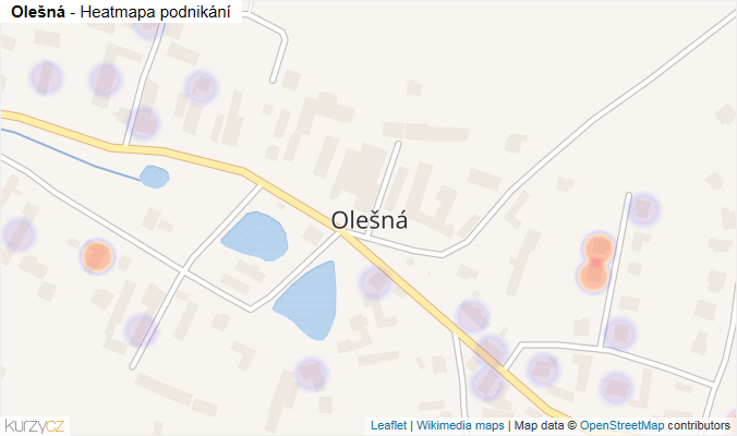 Mapa Olešná - Firmy v části obce.