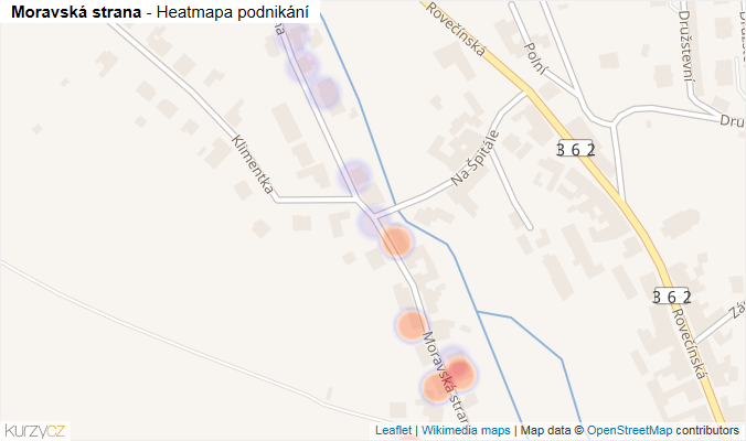 Mapa Moravská strana - Firmy v ulici.