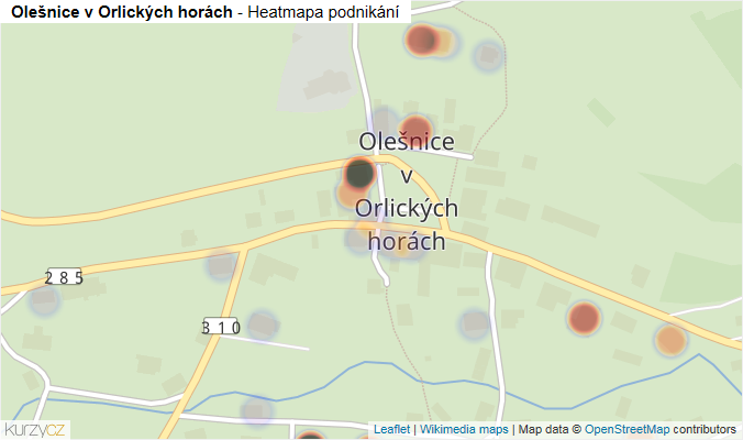 Mapa Olešnice v Orlických horách - Firmy v části obce.