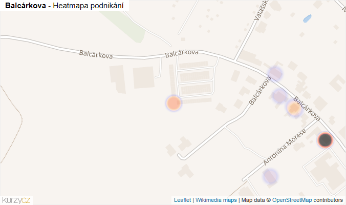 Mapa Balcárkova - Firmy v ulici.