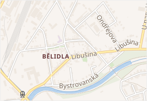 Bělidelská v obci Olomouc - mapa ulice