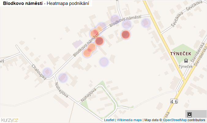 Mapa Blodkovo náměstí - Firmy v ulici.