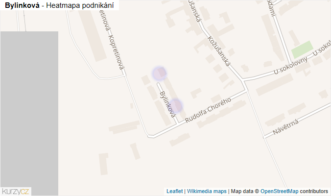 Mapa Bylinková - Firmy v ulici.