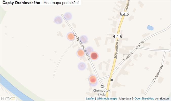 Mapa Čapky-Drahlovského - Firmy v ulici.