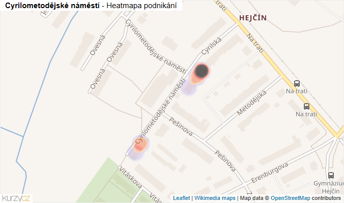 Mapa Cyrilometodějské náměstí - Firmy v ulici.
