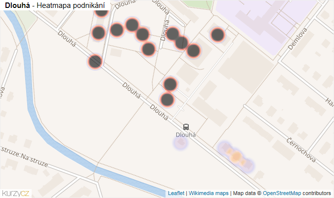 Mapa Dlouhá - Firmy v ulici.
