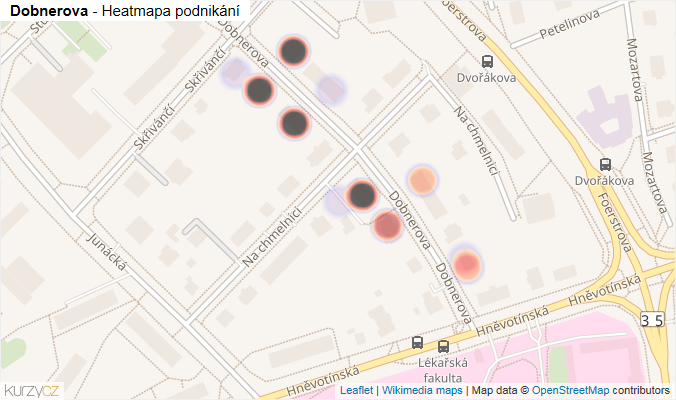 Mapa Dobnerova - Firmy v ulici.