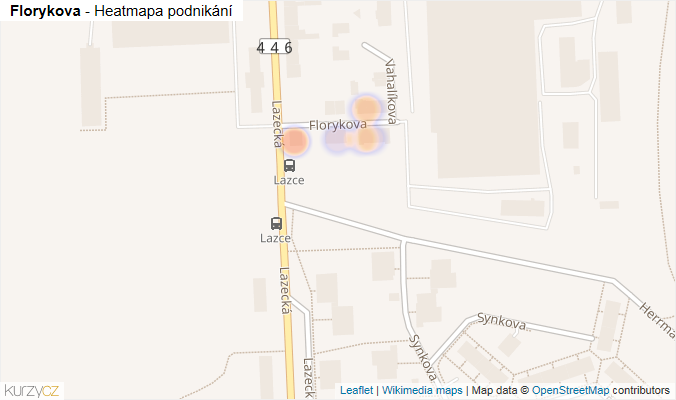 Mapa Florykova - Firmy v ulici.