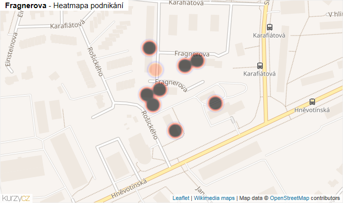 Mapa Fragnerova - Firmy v ulici.
