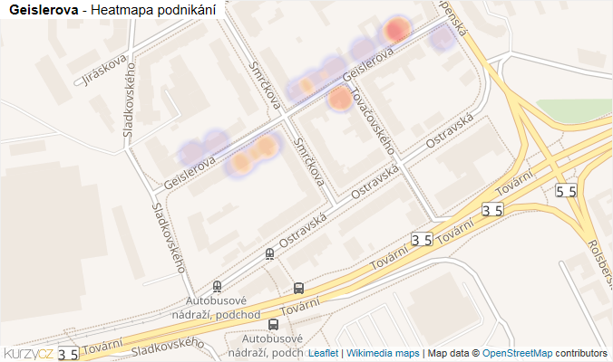Mapa Geislerova - Firmy v ulici.