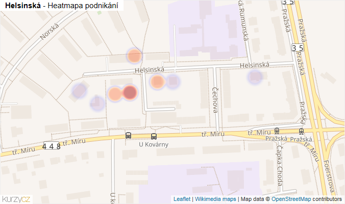 Mapa Helsinská - Firmy v ulici.