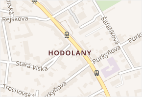 Hodolany v obci Olomouc - mapa části obce
