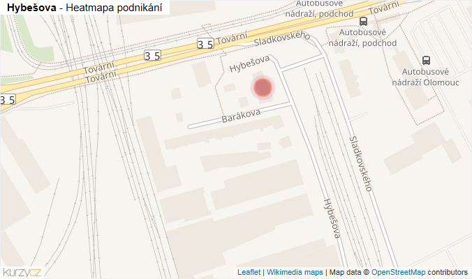Mapa Hybešova - Firmy v ulici.